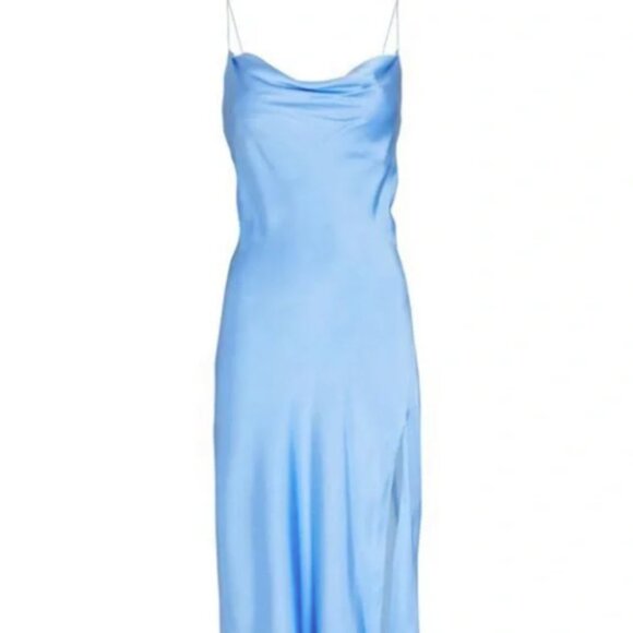 Intermix Women's Blue Rachael Silk Cowl Neck Slip Dress - Picture 1 of 4